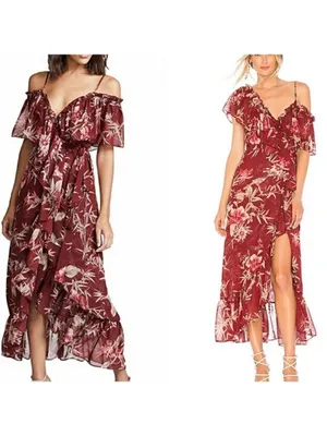 Misa Los Angeles Floral Dress chiffon boho Ruffle off-shoulder fairy festival XS thumbnail 3