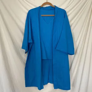 Source Unknown Linen & Cotton Blend 3 Piece Matching Lounge Casual Set M Shorts Top Cardigan thumbnail 8