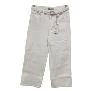 ZARA Belted White High-Rise Wide-Leg Stretch Jeans 6 Small thumbnail 4