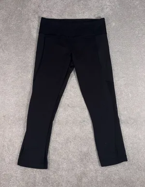 lululemon black mesh panels 4 cropped leggings capri thumbnail 1