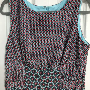 Roz & Ali‎ New geometric dress sleeveless ruched waist pink blue women’s size 12 thumbnail 2