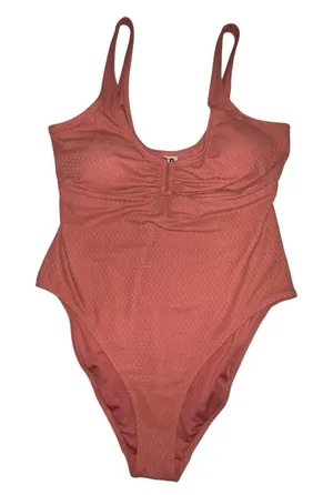 Old Navy One-Piece Swimsuit Women's Size XL Crochet New Amber Glow Salmon Resort thumbnail 1