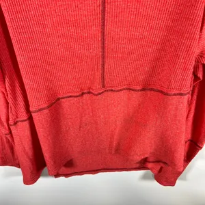Free People We The Free Red Ribbed Cowl Neck Thermal Top Oversized Med Boho‎ thumbnail 8