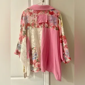 POL Size Small Oversize long sleeve crochet lace contrast top thumbnail 8