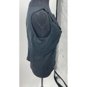 WD NY Black Sleeveless Top with Sequin‎ Lace Embellishment Elegant Evening Wear thumbnail 4