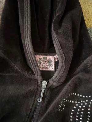 Juicy Couture Y2K OG Brown Velour Zip Up Jacket with Rhinestones Size Medium thumbnail 2