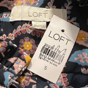 LOFT Long‎ Sleeve Ruffle Trim Pleated Front Paisley Print Blouse NWT Size Small thumbnail 9