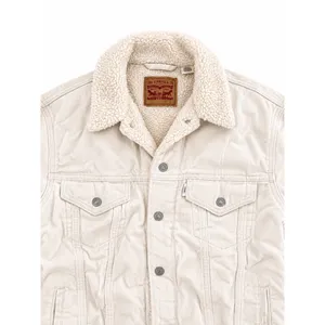 Levi’s Sherpa Collar Corduroy Trucker Jacket Cream Ivory Size Small thumbnail 3