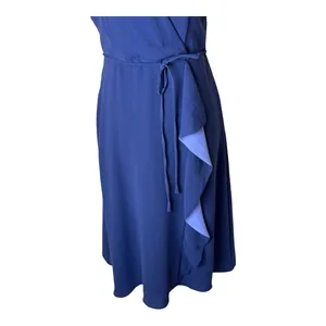 Adrianna Papell Dress Women 2 Blue Ruffle Faux Wrap‎ Mini Cocktail Party Career thumbnail 5