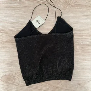 Free People XS/Small Skinny Strap Brami Crop Black Gold Shimmer Party‎ Rave thumbnail 3