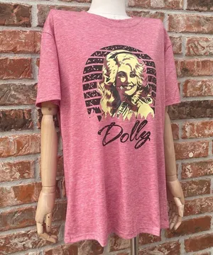 Pink Dolly Parton screen printed tee / XXL / New without tags thumbnail 4