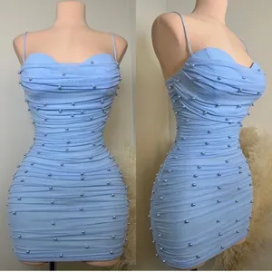 VANILLA BELLA Sky Blue Pearl Mini Dress thumbnail 1