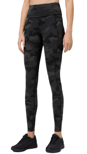 Lululemon Women’s Size 6 Black Gray Camo High Rise Fast & Free Leggings thumbnail 1