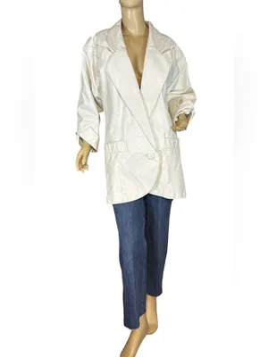 Wilson's Leather VINTAGE 1980'S WHITE LEATHER OVER-SIZED JACKET (S) thumbnail 6