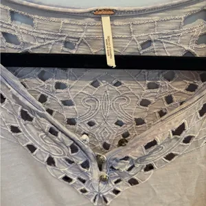 Free People Lavendar Lace Detail Long Sleeve Top in size M thumbnail 2