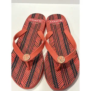 Coach Alessa Flip-Flop Sandals featuring a coral and thumbnail 3