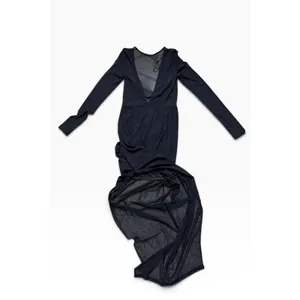 Lulus Black Sheer Mesh Cutout Bodycon Maxi Dress Size M thumbnail 6
