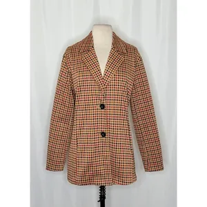 Anthropologie AVEC LES FILLES Longline Plaid Blazer Jacket Preppy Academia Small thumbnail 2