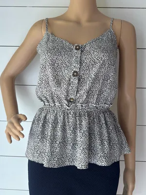Sienna Sky Spotted Peplum Cami Top Sz XS thumbnail 1