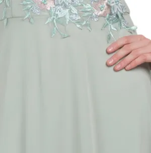 NWT XL Oleg Cassini Sage Blossom Gown Women’s Strapless Embroidered Bodice Maxi Dress thumbnail 5