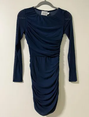 NWT Hello Molly Oceans Secret Long Sleeve Mesh Mini Dress Navy Size S thumbnail 5