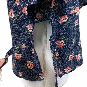 One Clothing XS Blue Dots Floral Top Tie Side thumbnail 7