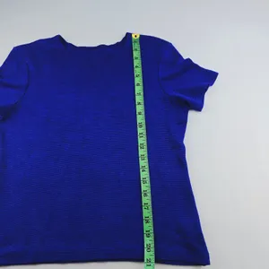 Vintage 10R Blue Knit Top, Short Sleeve Casual T Shirt, Women's Size‎ Small thumbnail 6