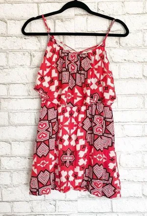 BCNU Geometric Print Sleeveless Mini Dress Medium Pink thumbnail 1