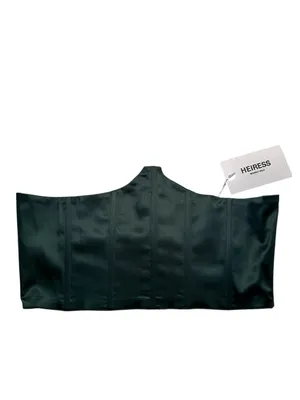 Heiress Beverly Hills Women's Size Small Waist Corset Top Dark Green Zip Back thumbnail 2