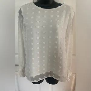 Satin sheer white with fabric pok a dots . thumbnail 10