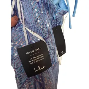 Lulus Flawless Glow Periwinkle Iridescent Sequin Lace-Up Maxi Dress Sz. S thumbnail 7