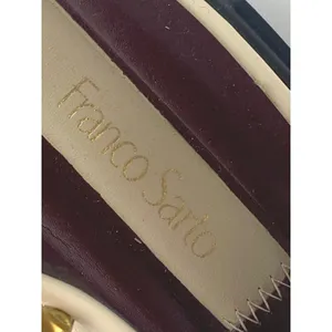 Franco Sarto Giada Cream White Leather Slingback Buckle Loafer Heels Shoes Sz 9M thumbnail 6