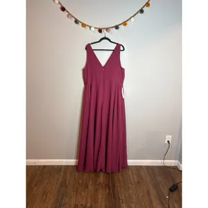 NWT Azazie Nelly Mulberry A-Line Pleated Chiffon Dress thumbnail 2