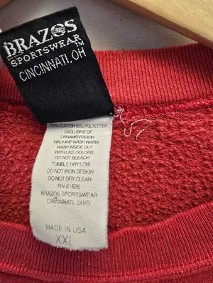 {XXL} Vintage Disney Mickey Mouse Sweatshirt Brazos Sportswear Red **flaws** thumbnail 10