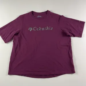 Columbia Crop Top Womens Small Cotton T Shirt Purple Graphic Short Sleeve Ladies thumbnail 1