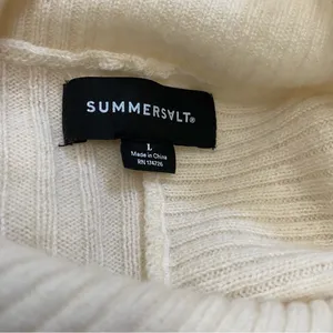 Summersalt The Luxe Cashmere Wool Funnel Neck Ribbed Knit Sweater White Sand thumbnail 7