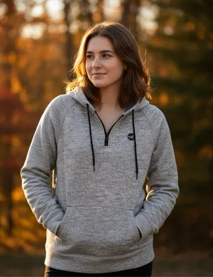 🎮 Hollister Heather Gray Quarter Zip Hoodie thumbnail 1
