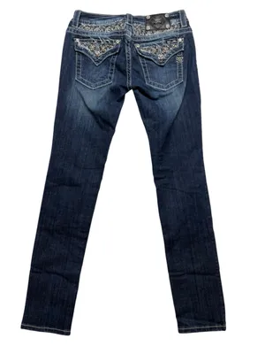 Miss me size 29 Women’s Dark Blue Skinny Jeans western embellished cowgirl rodeo thumbnail 13