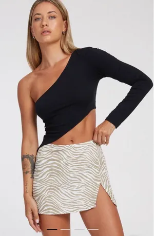 Motel Rocks Shema Mini Skirt in Tonal Zebra Large NWT thumbnail 1