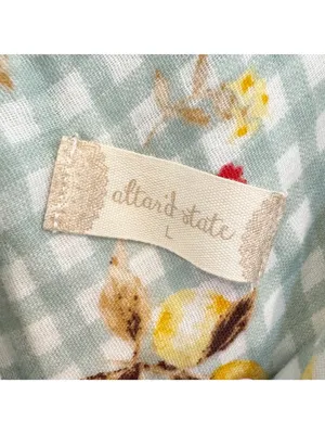 Altard State‎ Aldrin Dress Size L Sage Green Gingham Fruit Puff Mini Coquette thumbnail 7