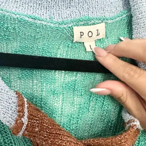 Pol Ribbed Knit Polo Shirt Button Collar Top Sabrina metallic knit top large thumbnail 2
