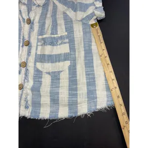We the Free Classic Boho‎ Beach Gauze Cropped Fringe Striped Button Blouse Small thumbnail 13