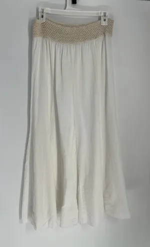 Venus Cotton Gauze Maxi Skirt Women M White Crochet Waist Boho Hippie Flowy Airy thumbnail 1