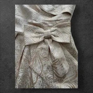 Vintage Y2K Women's Taboo Strapless Cream Gold Jacquard Formal Mini Dress sz S thumbnail 6