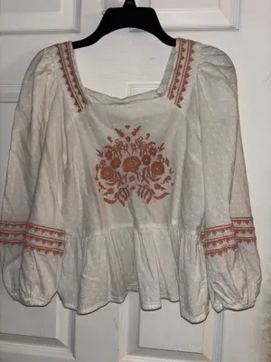 Universal Thread White Blouse Embroidered thumbnail 1