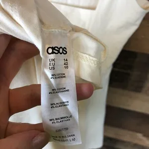 ASOS‎ Cream Off The Shoulder Skater Dress Open Back US 10 thumbnail 6
