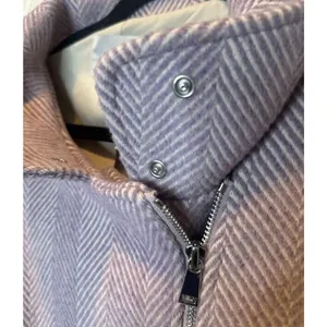 LOFT Lilac Wool Blend‎ Pea Coat Jacket Herringbone Asymmetric Zip Pockets Small thumbnail 6