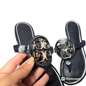 Tory Burch Miller‎ Perfect Navy/ Silver Sandals Size: 6 thumbnail 2