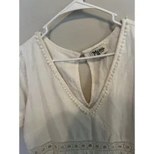 Show Me Your Mumu White Hera Mini Dress Size Large Boho Beachy Trim Detail Chic thumbnail 9