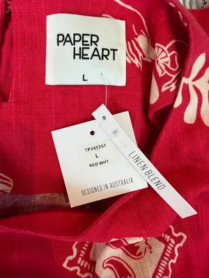 Paper Heart Red Linen Blend sleeveless mini dress size Large New With tags thumbnail 9